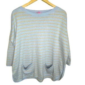 Lilly Pulitzer oversized coastal stripe Cabo 3/4 sleeve pocket sweater